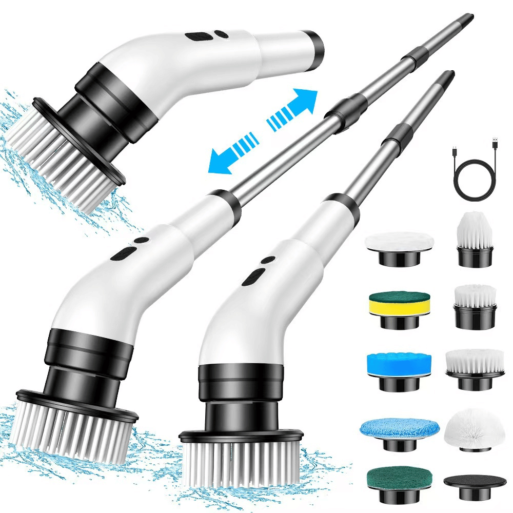 Perie Electrica Rotativa 9 Capete pentru Curatare Bucatarie, Baie, Pardoseala, Geamuri, Masina, 450 RPM, Autonomie 90 de Minute