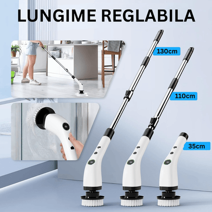 Perie Electrica Rotativa 9 Capete pentru Curatare Bucatarie, Baie, Pardoseala, Geamuri, Masina, 450 RPM, Autonomie 90 de Minute