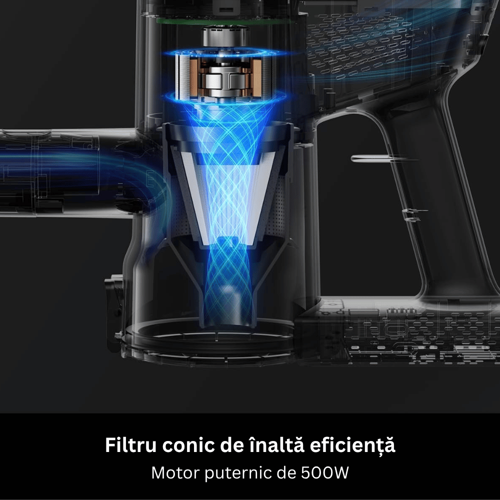 Aspirator Vertical Fara Fir V12, Filtru HEPA, Laser Verde, Putere Aspirare 45KPa
