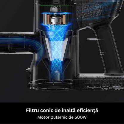 Aspirator Vertical Fara Fir V12, Filtru HEPA, Laser Verde, Putere Aspirare 45KPa