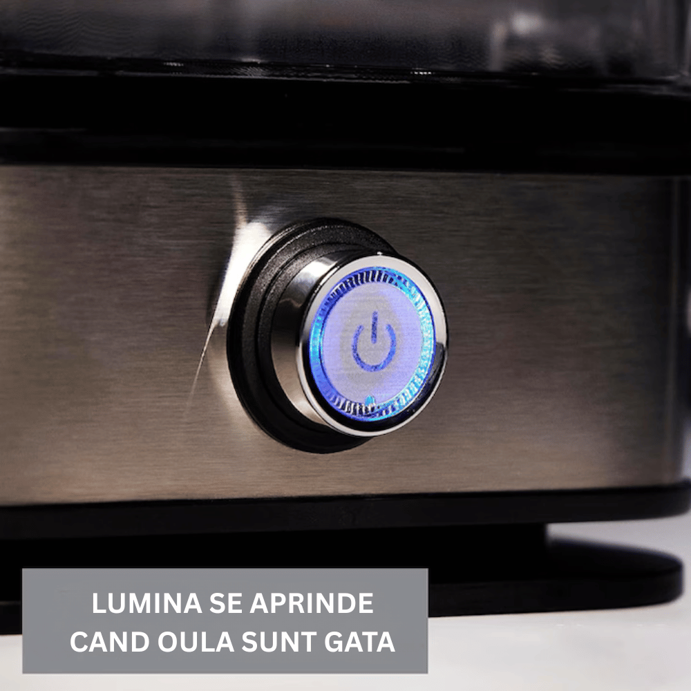 Fierbator de oua, Inox, Capacitate 6 oua, Indicator luminos, Timer, Semnal acustic de final, Fara BPA, Usor de curatat si de folosit