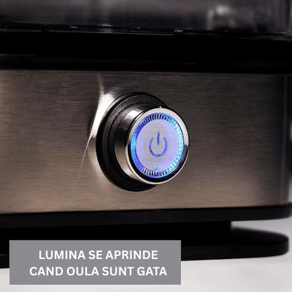 Fierbator de oua, Inox, Capacitate 6 oua, Indicator luminos, Timer, Semnal acustic de final, Fara BPA, Usor de curatat si de folosit