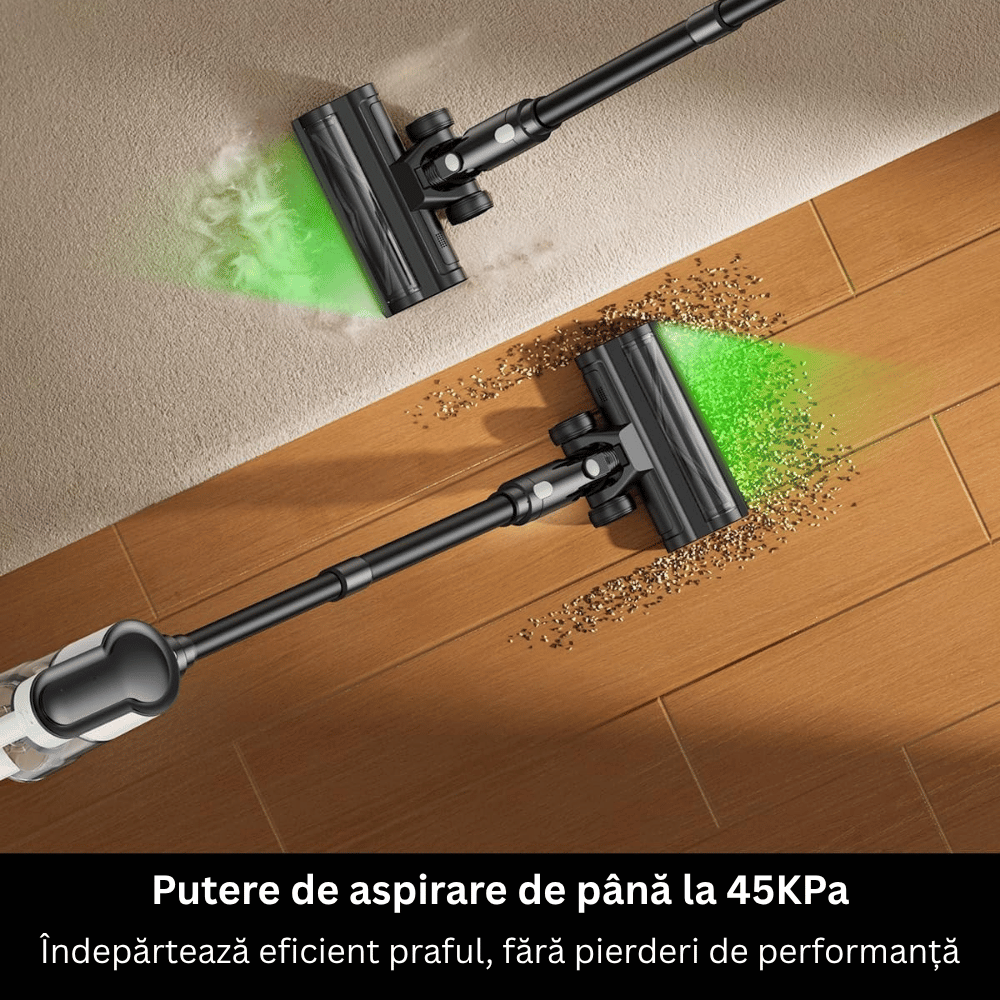 Aspirator Vertical Fara Fir V12, Filtru HEPA, Laser Verde, Putere Aspirare 45KPa